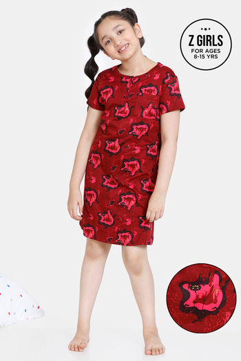 Buy Zivame Girls Knit Poly Knee Length Nightdress - Sundried Tomato